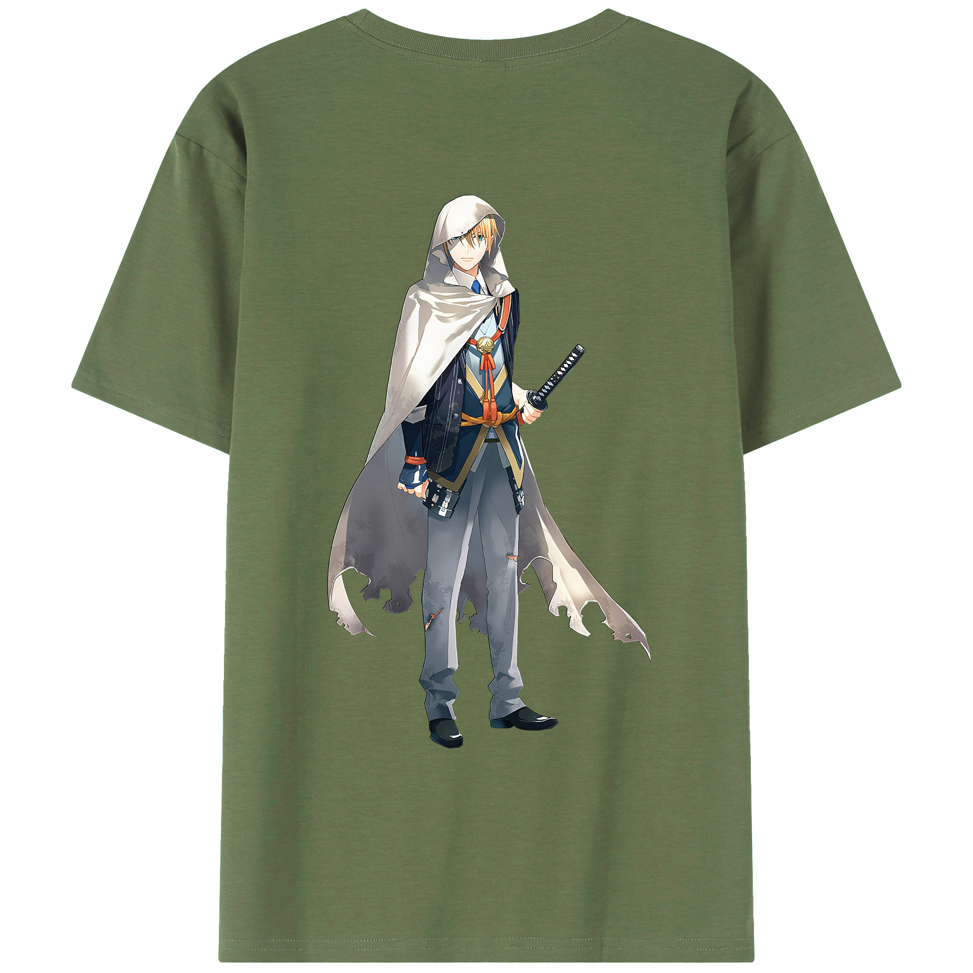 （画像用） 刀剣乱舞 Touken Ranbu 綿100％ メンズ半袖Tシャツ（バックプリント） 通気性